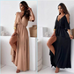 💯Elegantes, sexy Kleid mit V-Ausschnitt und Seitenschlitz für Damen