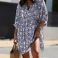 Robe courte d'été tunique florale à col en V et demi-manches