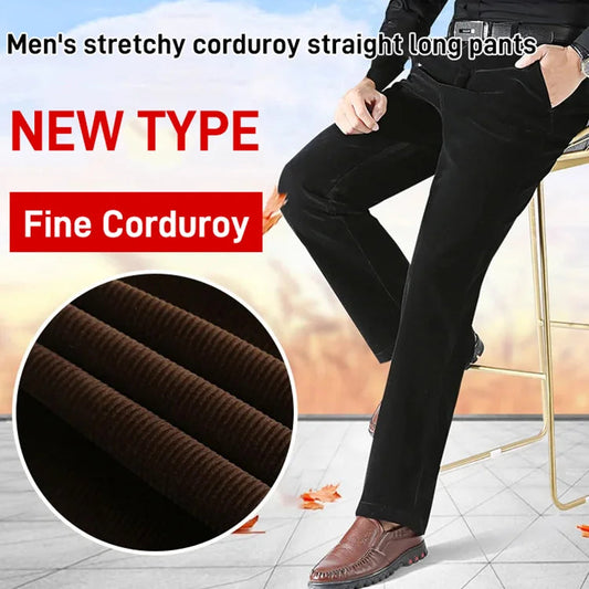 Dehnbare, gerade lange Cordhose für Herren