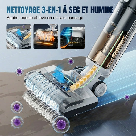 🚀Aspirateur eau et poussière avec fonction autonettoyante ⚡ Nettoyeur de sol sans fil tout-en-un pour sols durs 🏠 Léger et efficace : élimine sans effort les poils d'animaux et les miettes 🐾🧹