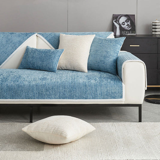 Einfacher, gestreifter, kratzfester Sofaschoner aus Chenille