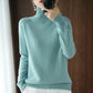 Einfarbiger Kaschmir-Strickpullover mit Rollkragen