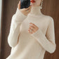 Einfarbiger Kaschmir-Strickpullover mit Rollkragen