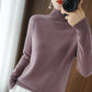 Einfarbiger Kaschmir-Strickpullover mit Rollkragen
