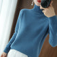 Einfarbiger Kaschmir-Strickpullover mit Rollkragen