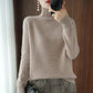 Einfarbiger Kaschmir-Strickpullover mit Rollkragen