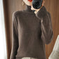 Einfarbiger Kaschmir-Strickpullover mit Rollkragen