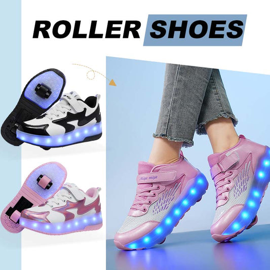 Chaussures à roulettes lumineuses LED avec roues amovibles