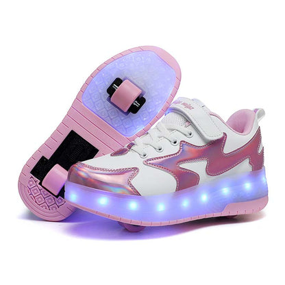 Chaussures à roulettes lumineuses LED avec roues amovibles