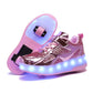 Chaussures à roulettes lumineuses LED avec roues amovibles