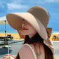 🌞Summer Sun Essentials 👒Großer hohler Hut mit abnehmbarem Halstuch
