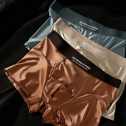 ⏳💥Elegant Silk Herren Ice Silk Unterwäsche Mulberry Silk Antimicrobial Herren Boxershorts