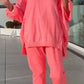 🎁💃Begrenzte Zeit 19% Rabatt💥Rundhalsausschnitt mit Schlitz. Fluoreszierender Freizeitanzug für Damen