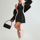 Farbblockierendes, schmales Minikleid und Shorts im Set