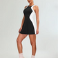 Farbblockierendes, schmales Minikleid und Shorts im Set