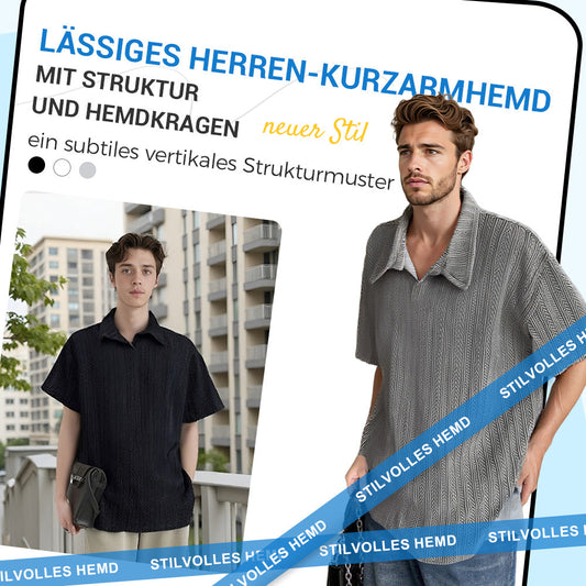Lässiges Herren-Kurzarmhemd mit Struktur und Hemdkragen