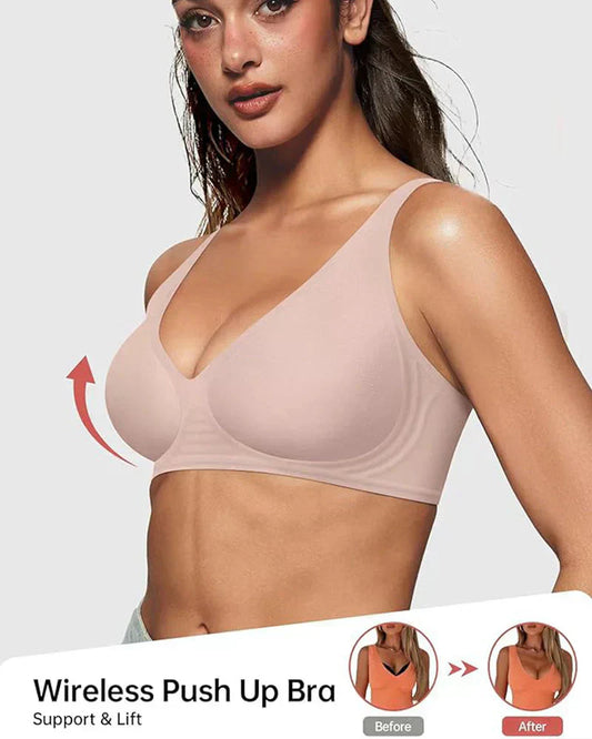 🎀Letzter Tag 49% Rabatt🌼Nahtloser Push-up-BH mit tiefem V-Ausschnitt und ohne Bügel