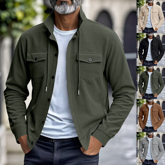 Herren-Cordjacke mit Knopfleiste und langen Ärmeln