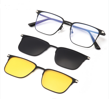 ❤️❤️FOR MÄNNER & FRAUEN "3-IN-1 MAGNETISCHE POLARISIERTE SONNENBRILLE: ALUMINIUM-MAGNESIUM-RAHMEN, NACHTSICHT & PILOTEN-STIL "