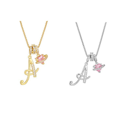 📢📢56 % de réduction !!!🌟Collier avec initiale et pendentif cœur rose