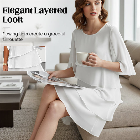 🥰Robe élégante à superpositions et manches volantées pour femmes