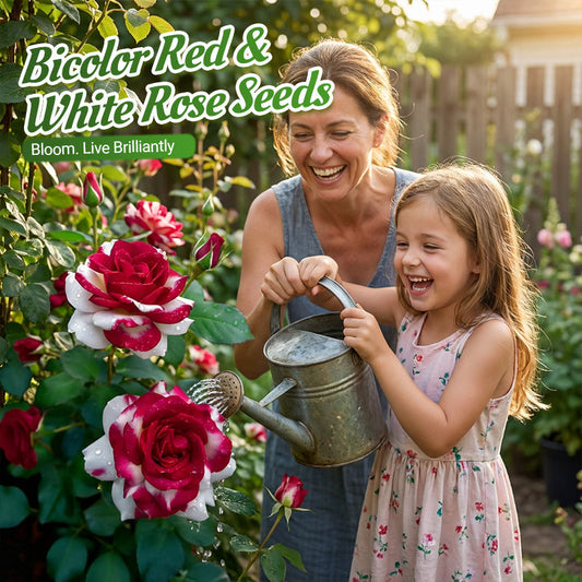 💗【Graines de roses bicolores rouges et blanches】– Une fleur, deux types de romantisme💐. Semez la surprise💫, récoltez deux fois plus d'amour !✨💞