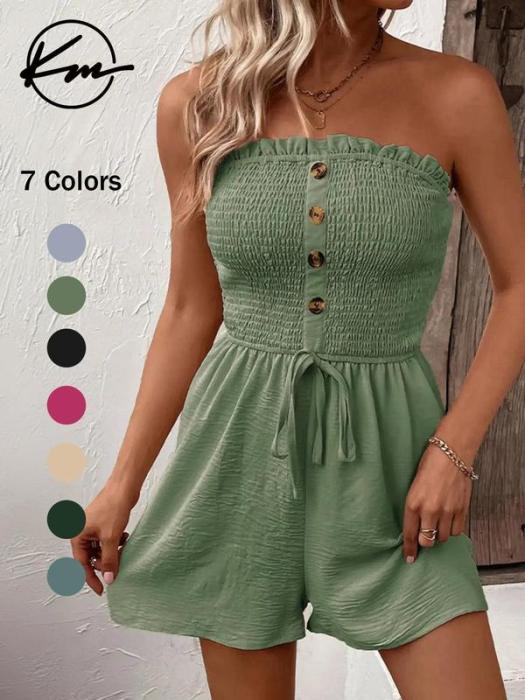 🎉😍 18% Preisnachlass -(Kostenloser Versand für 1 Set)💃 Damen-Trägerloses Rüschenverziertes Gerafftes Vorderseite-Binden-Breitbein-Tuberompers